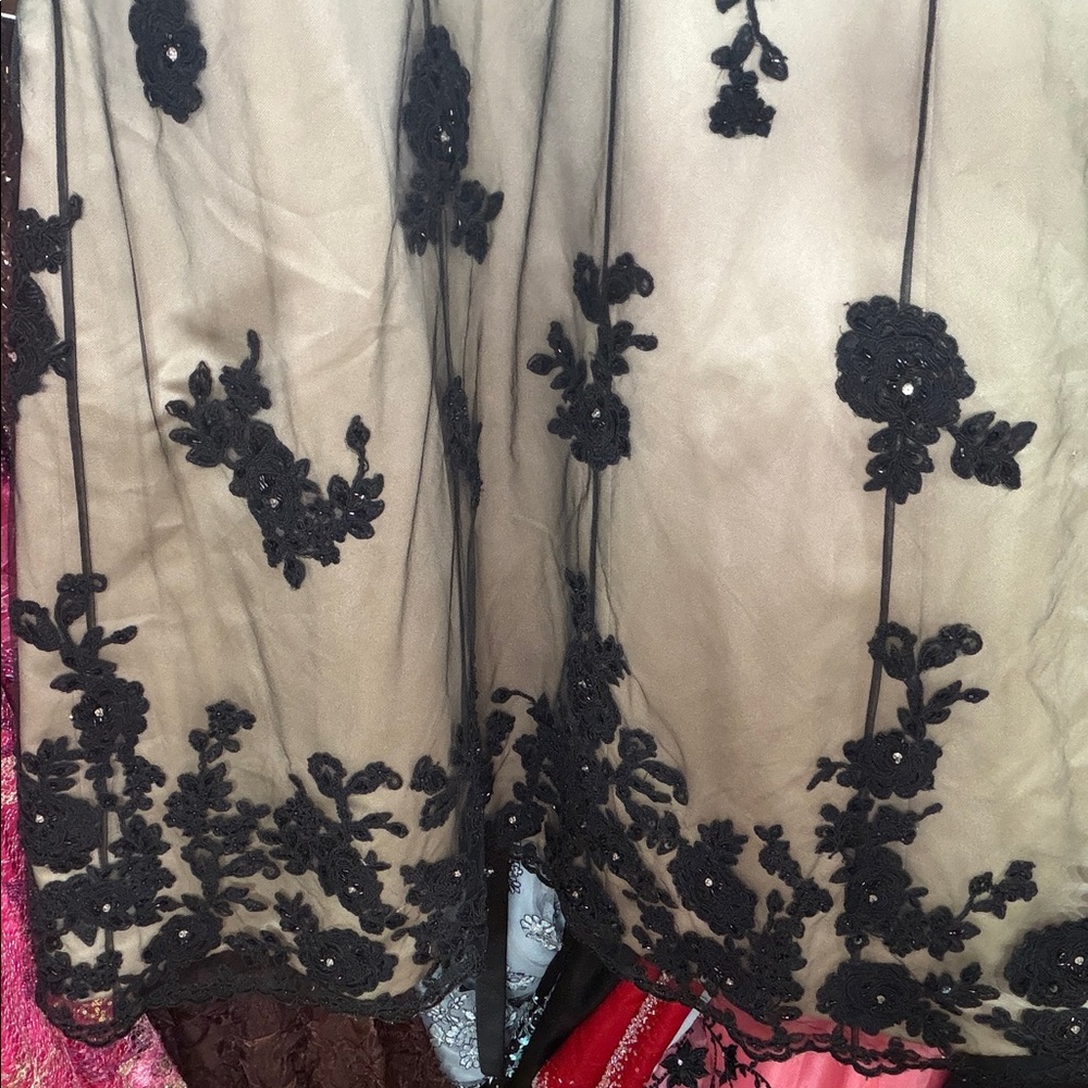 Jovani Black Floral Lace Long Sleeve Dress 10 - Picture 4 of 12